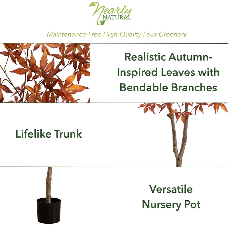 6ft. Orange Japanese Maple Artificial Potted Tree