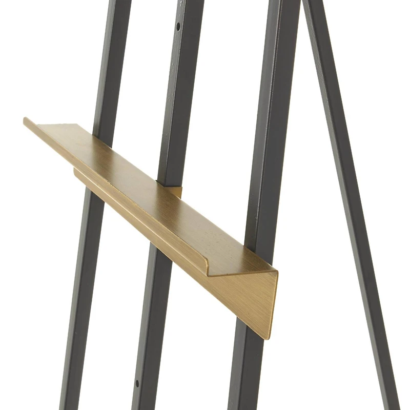 68.5" Black Metal Painter's Inspired 4-Tier Display Easel with Gold Accents