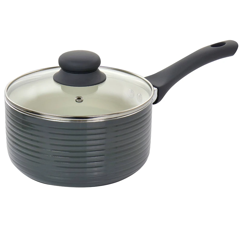 Oster Ridge Valley 2.5qt. Gray Nonstick Aluminum Saucepan with Lid