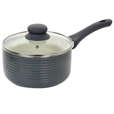 Oster Ridge Valley 2.5qt. Gray Nonstick Aluminum Saucepan with Lid