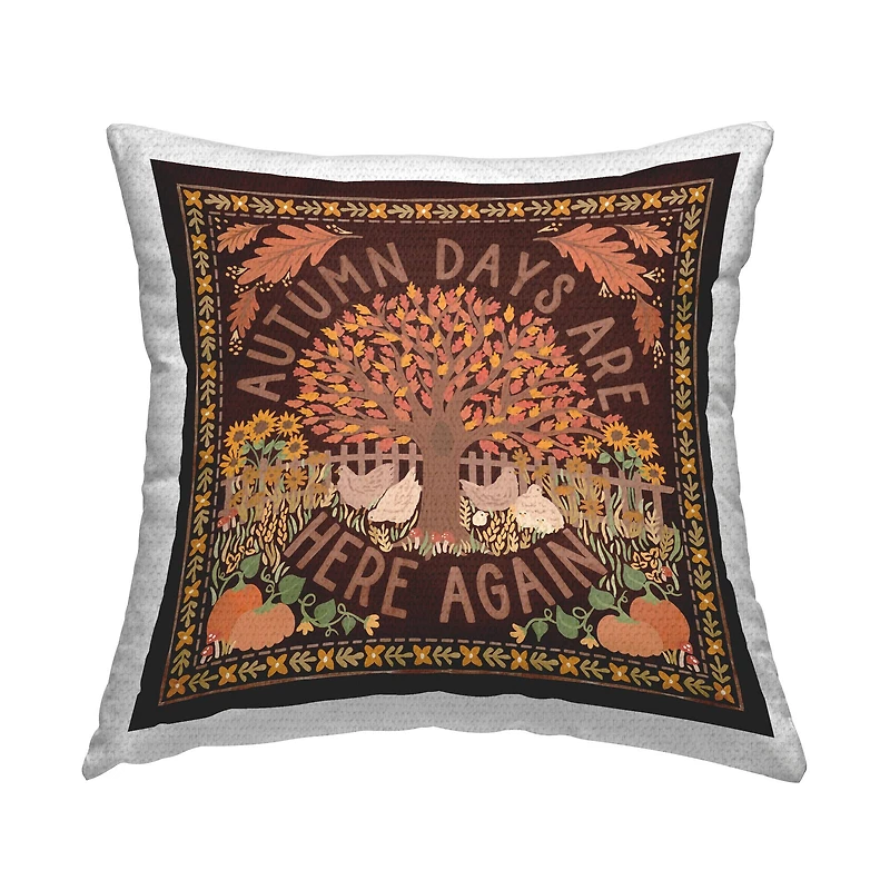 Stupell Industries Autumn Days on Brown Outdoor Printed Pillow