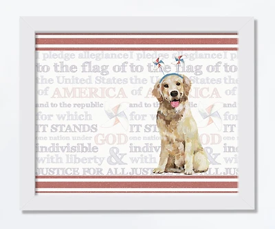 American Dog White Framed Print Under Plexiglass