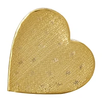 9" Gold Aluminum Slanted Heart Sculpture with Textured Exterior
