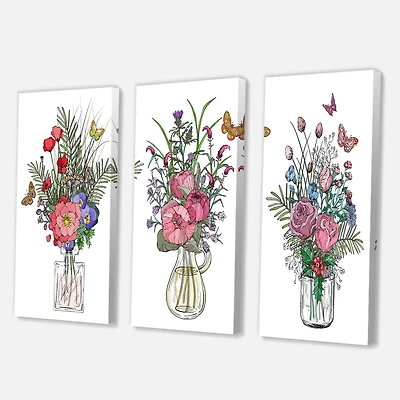 Designart - Bouquets Of Wildflowers In Transparent Vases II