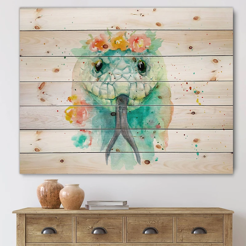 Designart - Portrait A Snake In Flowers