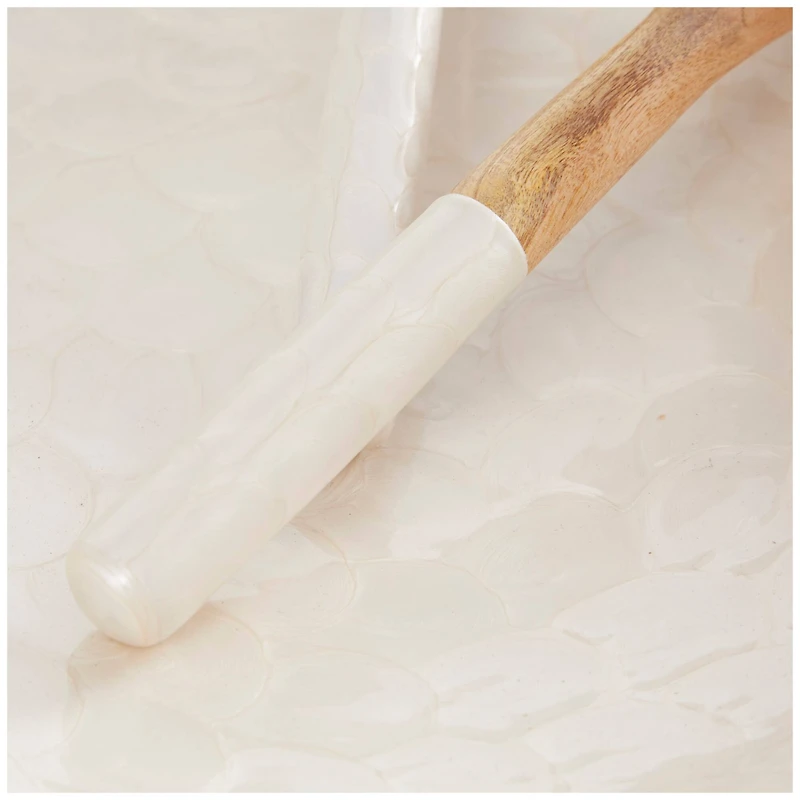 Mango Wood Decorative Bowl with Serving Utensils Set