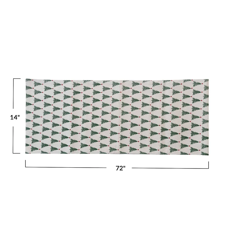 Hello Honey® 72" Christmas Tree Print Stonewashed Cotton Table Runner