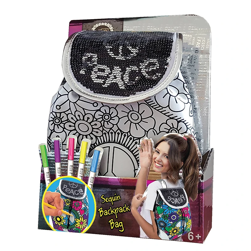 Amav Toys Fashion Time Reversible Sequins Backpack Activity Kit