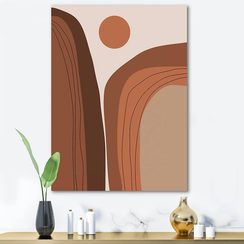 Designart - Abstract Terracotta Sunset Mountain Landscape
