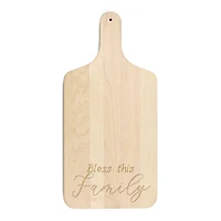 17" Bless This Family Maple Paddle Cutting Board