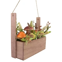19" Mushroom & Foliage Wooden Fall Harvest Hanging Basket
