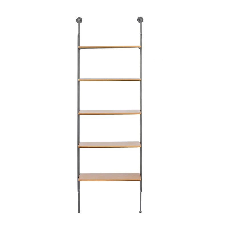 Brown Iron Industrial Wall Shelf, 71" x 23" x 12"