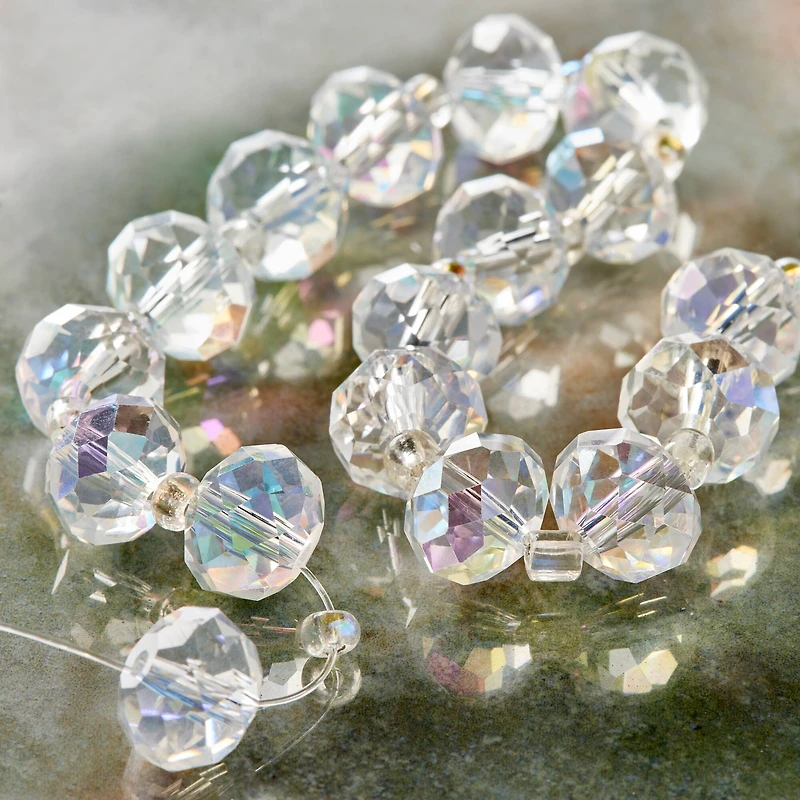 Crystal Faceted Glass Rondelle Beads, 12mm by Bead Landing™