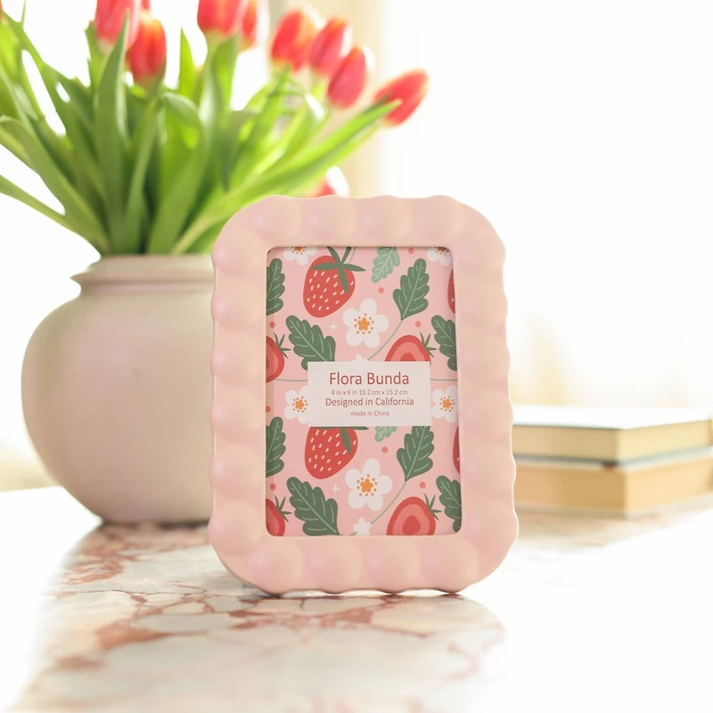 Flora Bunda® 4" x 6" Pink Infinity Dots Ceramic Frame
