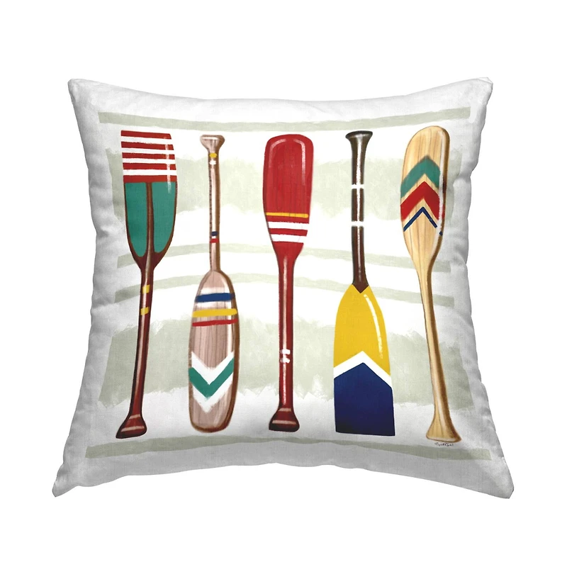Stupell Industries Lake Cabin Patterned Boating Oars Paddles Throw Pillow, 18" x 18"