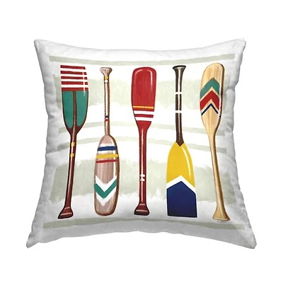 Stupell Industries Lake Cabin Patterned Boating Oars Paddles Throw Pillow, 18" x 18"