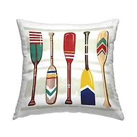 Stupell Industries Lake Cabin Patterned Boating Oars Paddles Throw Pillow, 18" x 18"