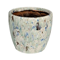 Hello Honey® 7.5" Blue Crackle Glaze Terra Cotta Planter