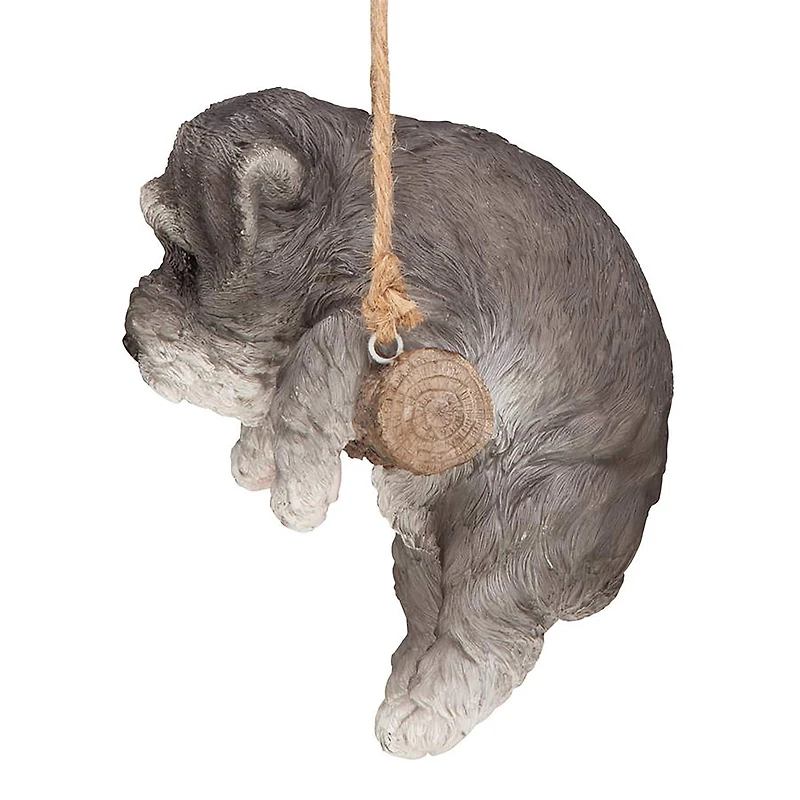 Design Toscano 8" Mini Schnauzer Puppy on a Perch Hanging Dog Sculpture