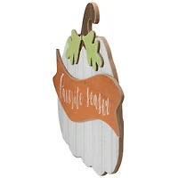 19.5" White Wooden Pumpkin Favorite Season Hanging Wall Sign