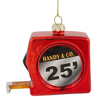 3.25" Red Measuring Tape Glass Christmas Ornament