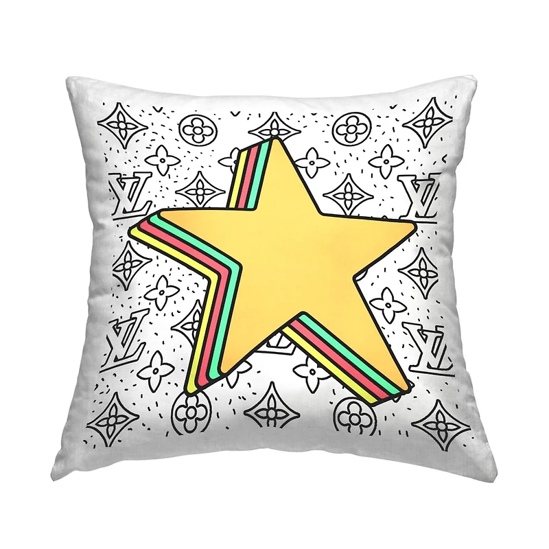 Stupell Industries Pop Style Star Symbol Glam Fashion Pattern Throw Pillow, 18" x 18"
