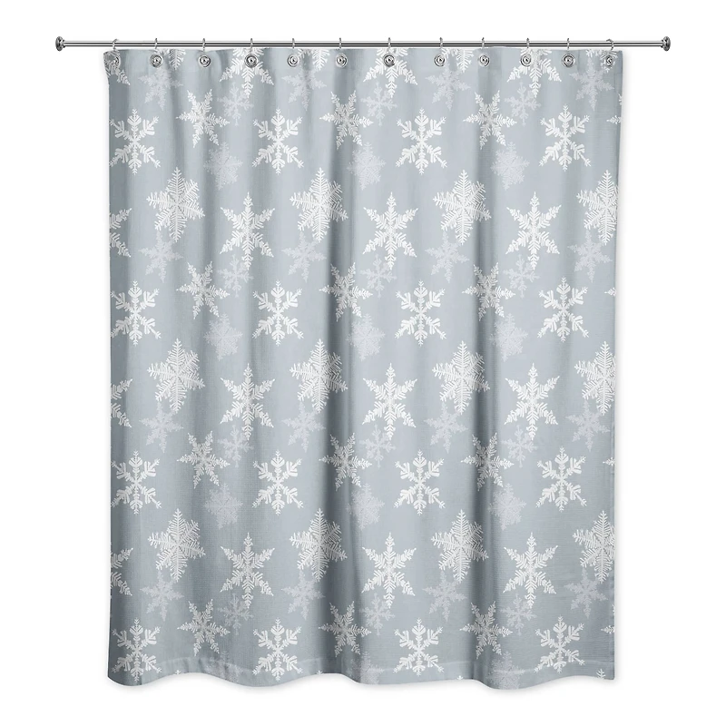 Blue Snowflake Pattern 71" x 74" Shower Curtain