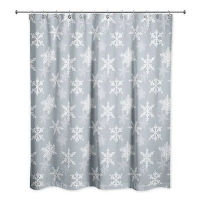 Blue Snowflake Pattern 71" x 74" Shower Curtain