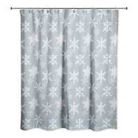 Blue Snowflake Pattern 71" x 74" Shower Curtain
