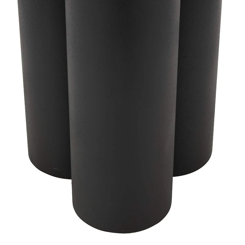 19.75" Black Metal Side End Accent Table with White Marble Tabletop