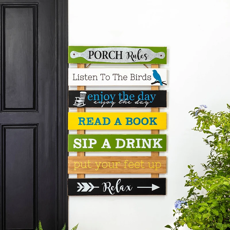 Glitzhome® 36" Rustic Wooden Porch Rules Sign