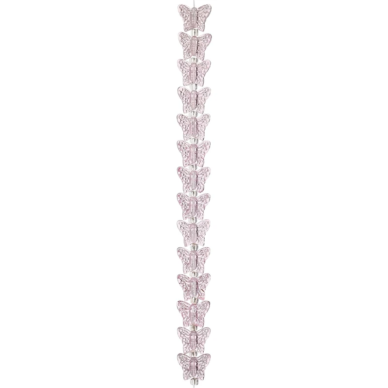 Pink Butterfly Glass Beads, 14mm by Bead Landing®