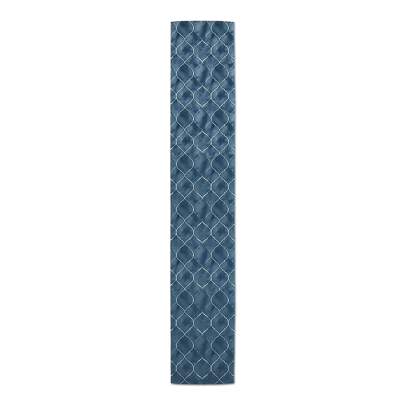 72" Blue Ogee Pattern Cotton Twill Runner