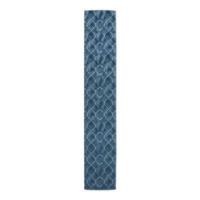72" Blue Ogee Pattern Cotton Twill Runner