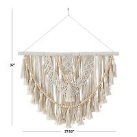 White Fabric Bohemian Wall Decor, 28" x 1" x 32"