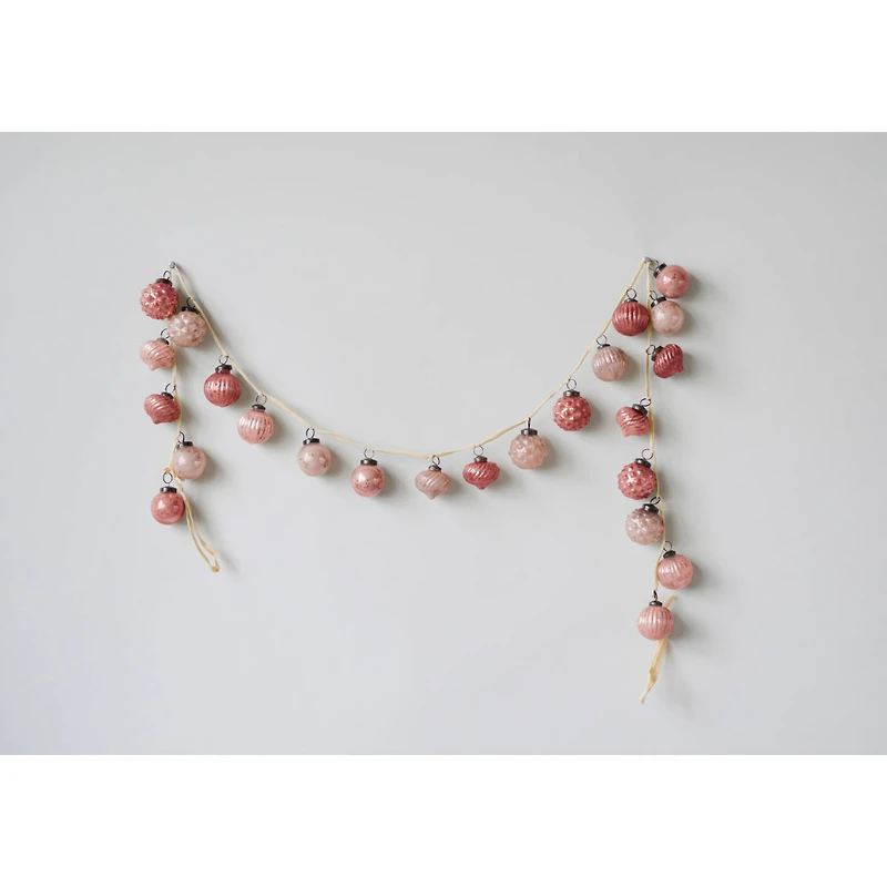 Hello Honey® 6ft. Pink Embossed Mercury Glass Ornament Garland