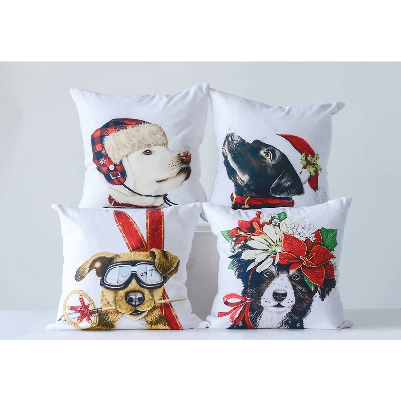Hello Honey® 18" Christmas Dog Cotton Accent Pillow Set