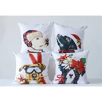 Hello Honey® 18" Christmas Dog Cotton Accent Pillow Set