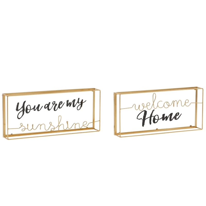 Gold Metal Contemporary Wall Sign Set