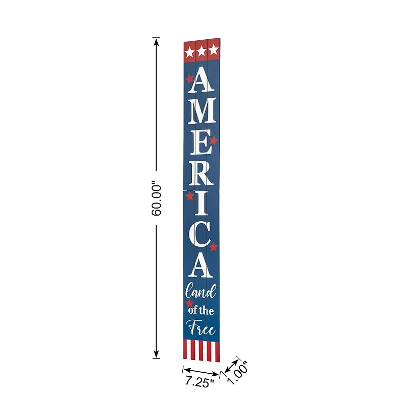 Glitzhome® 60" Wooden Patriotic America Porch Sign