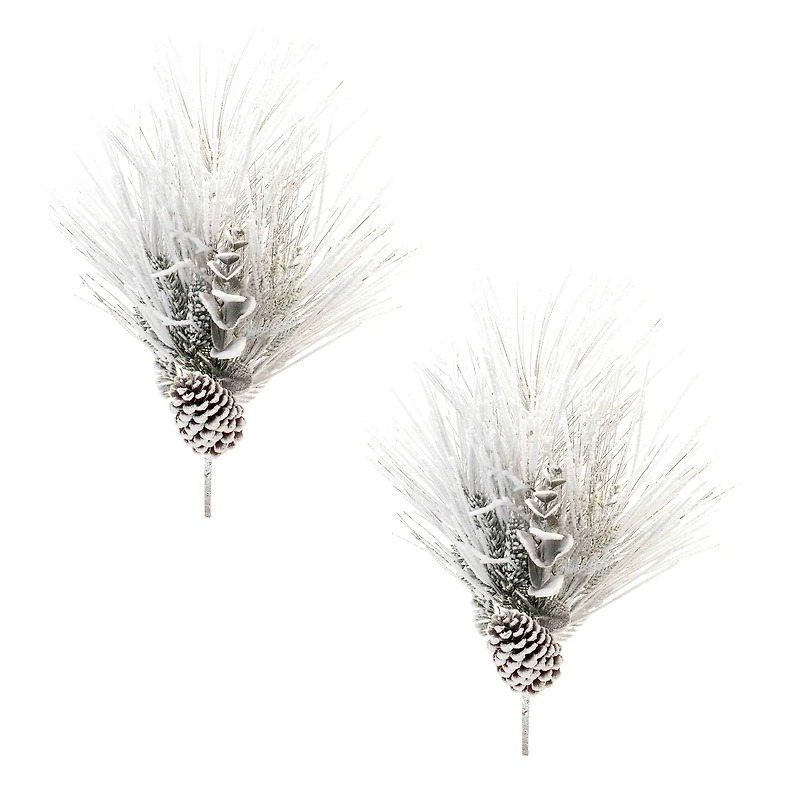 2ft. Flocked Mixed Long Needle Pine Spray with Pinecone, 2ct.