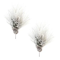 2ft. Flocked Mixed Long Needle Pine Spray with Pinecone, 2ct.