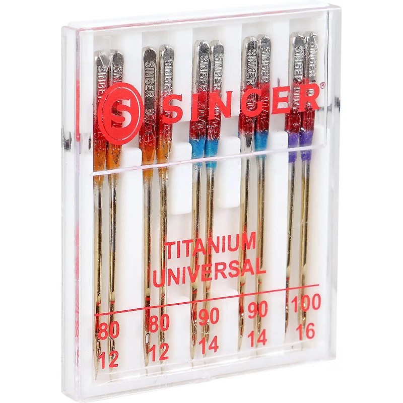 SINGER® Titanium Universal Regular Point Sewing Machine Needles, 60ct.
