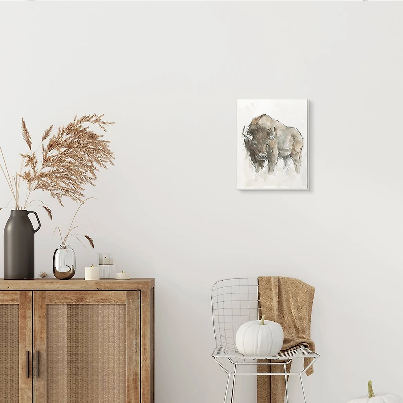 Stupell Industries Western American Buffalo Brown Country Animal Wood Wall Plaque