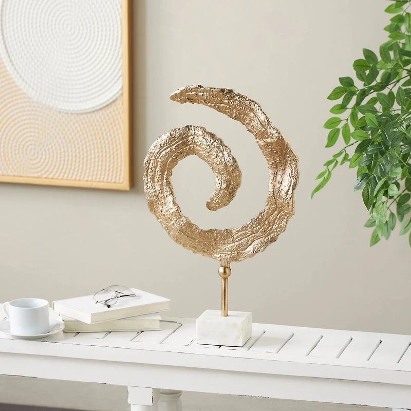 20" Gold Metal Abstract Spiral Sculpture