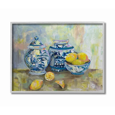 Stupell Industries Lemons & Pottery Painting Wall Accent with Gray Frame