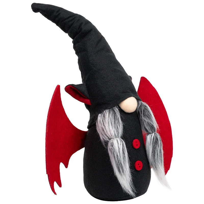 18" Female Black & Red Halloween Gnome with Bat Wings