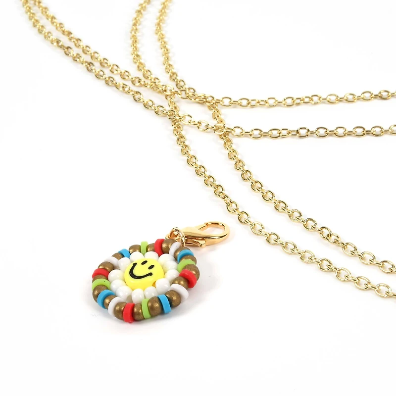 Seed Bead Smiley Flower Charm by Bead Landing™
