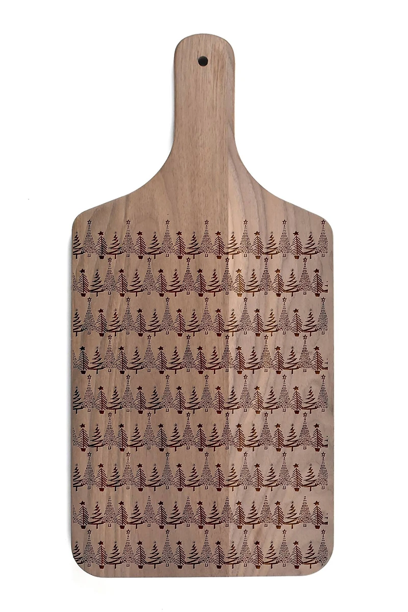 17" Christmas Tree Pattern Walnut Paddle Cutting Board