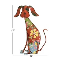 17" Iron Eclectic Dog Garden Sculpture